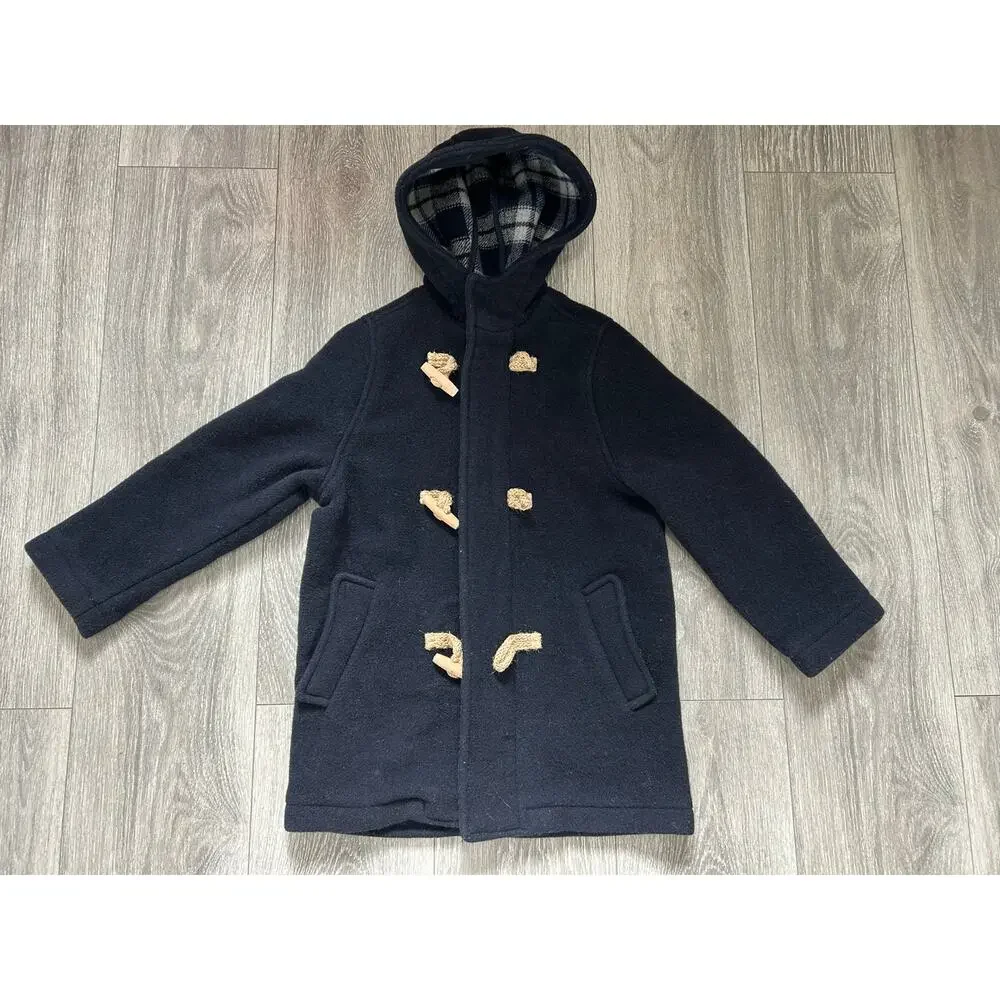 Zara Kids Navy Blue Wool Blend Coat Hooded Jacket Size 5-6 Years